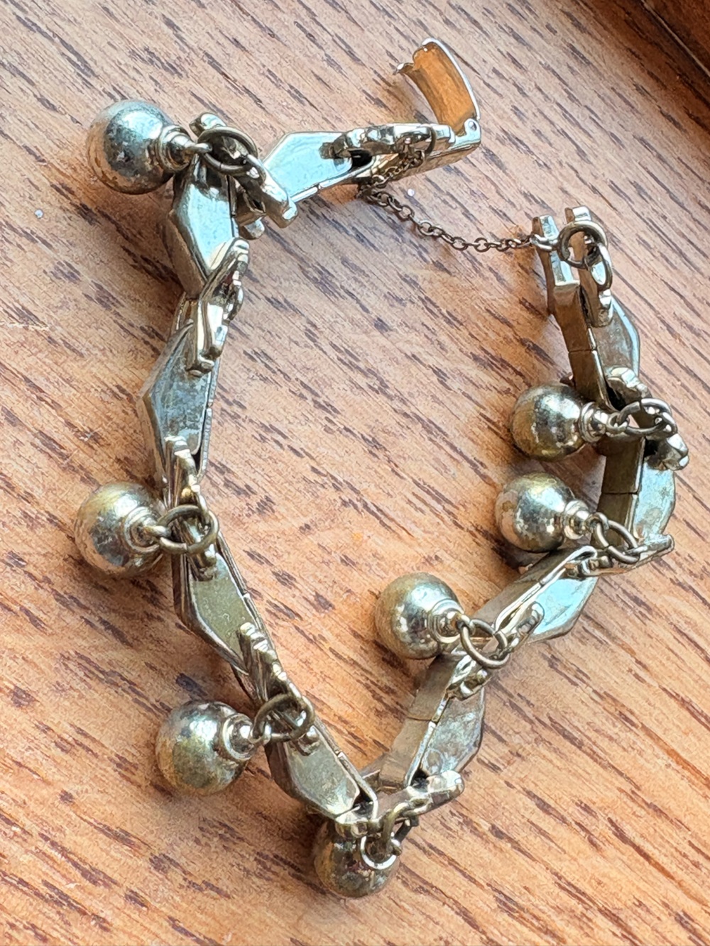 Vintage Barclay Art Deco Golden Ball Charm Bracelet 7/12”